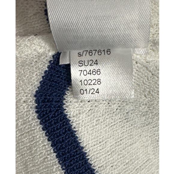 LOFT Chevron Open Stitch Pointelle Knit Sleeveless Maxi Dress White Navy Size M - Picture 7 of 9